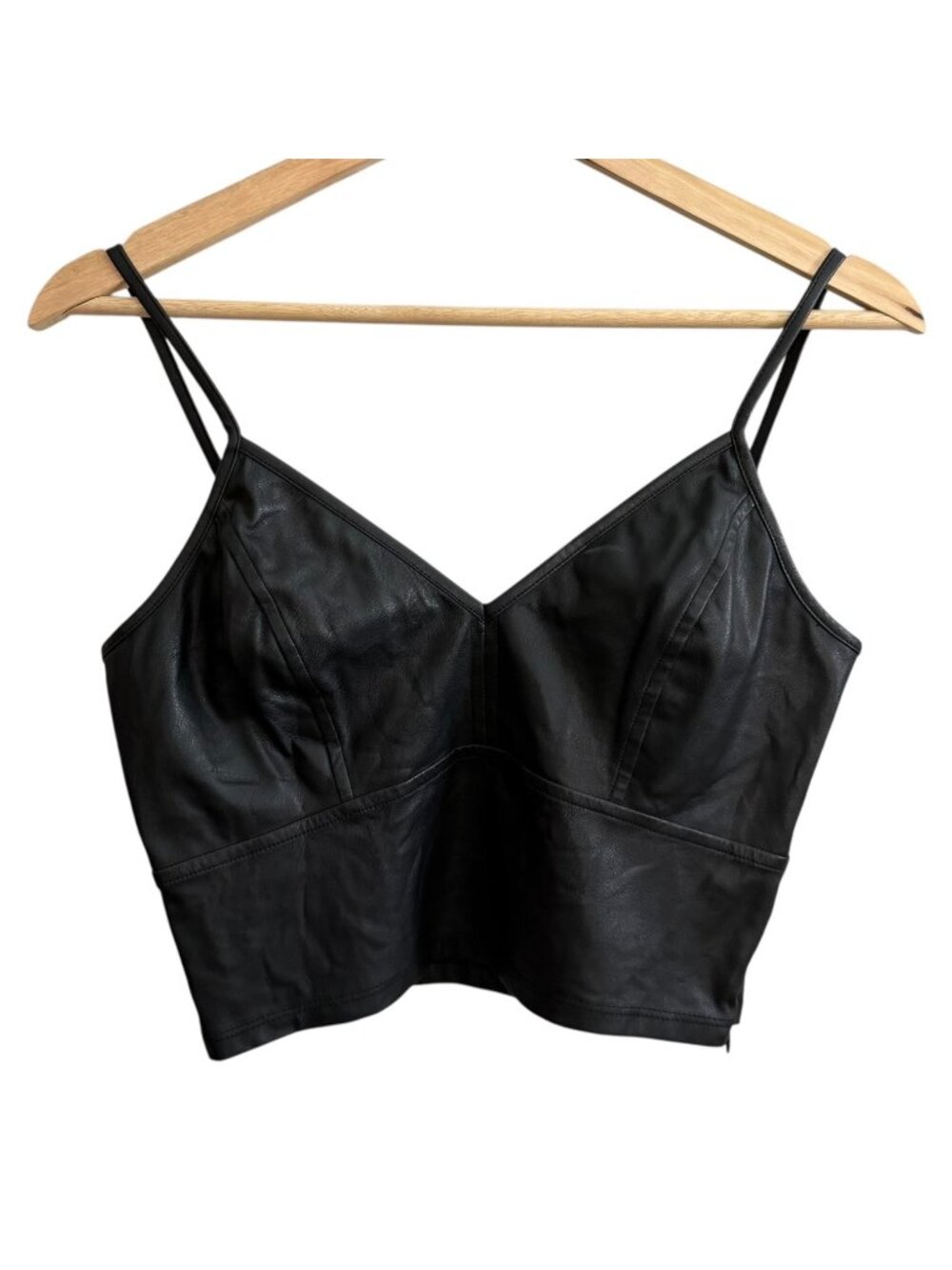 Aqua Edgy‎ Punk Faux Leather Bralette Crop Top Black Small Biker Going Out